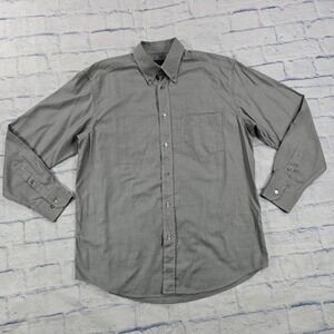 Zanella Button Down Shirt Mens XL Black White Houndstooth Made in Italy Cotton